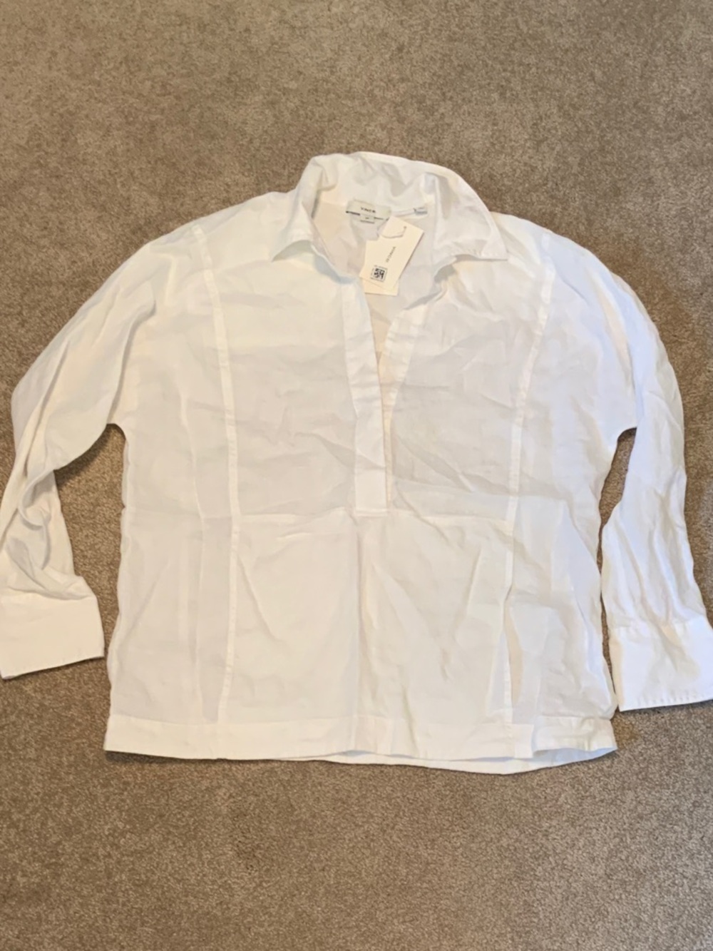 Vince White Long-Sleeve Popover Blouse